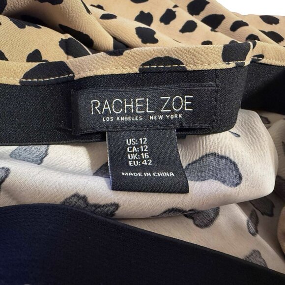 Rachel Zoe Leopard Print Midi Skirt | Fit and Flare | Stretch | Size 12 - Picture 3 of 5